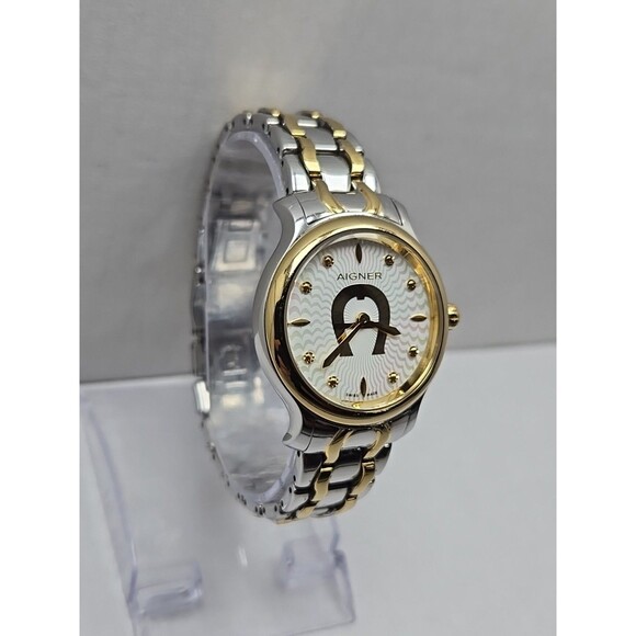 Aigner Como Swiss Made Two Tone Womens Watch Quartz New Battery Mother Of Pearl - Picture 3 of 11